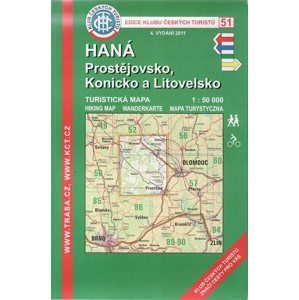 Haná - Prostějovsko, Konicko a Litovelsko - mapa KČT č.51 - 1:50t