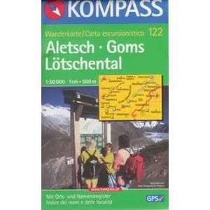 Aletsch, Goms, Ltschental - mapa Kompass č.122 - 1:50t /Švýcarsko,Itálie/