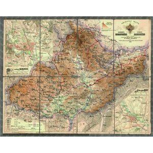 Historická Morava a Slezsko - r.1888 - nástěnná mapa