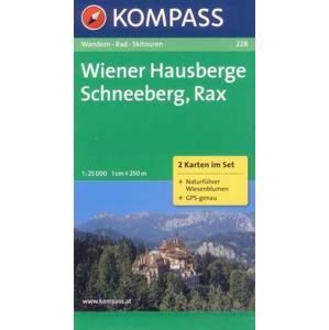Wiener Hausberge, Schneeberg, Rax - set map Kompass č.228 - 1:25 000 /Rakousko/