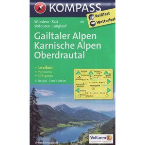 Mapa Gailtaler Alpen - Karnische Alpen - Oberdrautal Kompass 1: 50 tis.