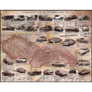 Československé automobily 1918-1992 nástěnná mapa