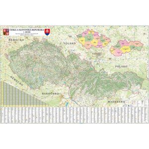 ČR + SR - nástěnná mapa 200 x 140 cm