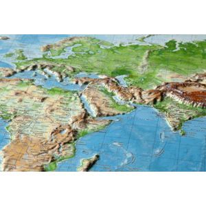 Svět rámovaná reliéfní plastická mapa 1:53 500 000 (80 x 60 cm)