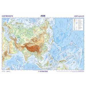 Asie - školní- reliéf a povrch - nástěnná mapa - 1:13 000 000