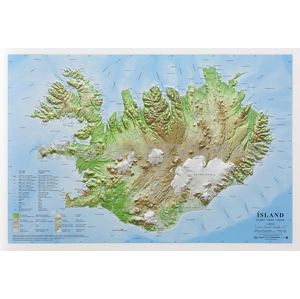 Island - plastická reliéfní mapa 66 x 46 cm