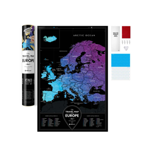 Stírací mapa Evropa - Black Europe