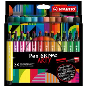 STABILO Pen 68 MAX Vláknový fix s klínovým hrotem - sada 24 barev ARTY
