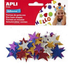 APLI Samolepicí pěnové výseky - Hvězdy, mix metalických 5 barev, 50 ks