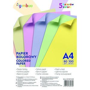 Barevné papíry A4 80 g - pastelový mix, 100 listů