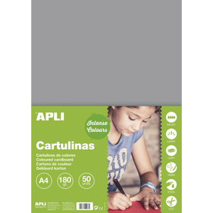 APLI sada barevných papírů, A4, 170 g, šedý - 50 ks