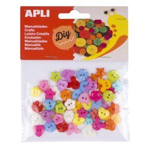 APLI Plastové knoflíky, mix tvarů a barev (60 ks)