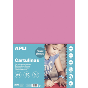 APLI sada barevných papírů, A4, 170 g, růžový - 50 ks