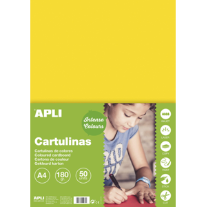 APLI sada barevných papírů, A4, 170 g, žlutý - 50 ks