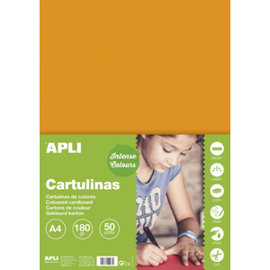 APLI sada barevných papírů, A4, 170 g, oranžový - 50 ks