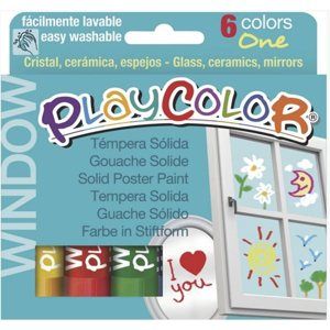Playcolor - tuhé temperové barvy na sklo - 6 ks