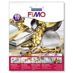 FIMO kovové plátky stříbrné, 10 ks