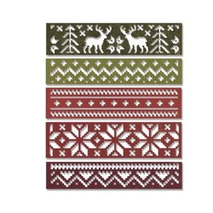 Vyřezávací kovové šablony Thinlits -  Vánoční bordúry ( 5ks )