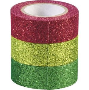 Sada samolepicích papírových washi pásek Heyda - Zelená, zlatá, červená