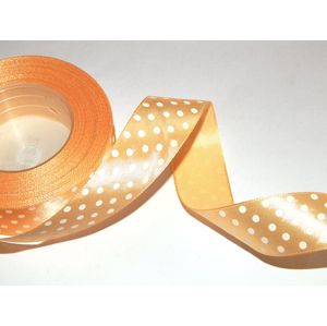 Stuha saténová s puntíky - světle oranžová (12 mm × 22 m)