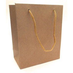 Dárková papírová taška, (14x11,5x6,2cm) - přírodní hnědá