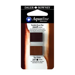 Umělecká akvarelová barva Daler-Rowney Aquafine - dvojbalení - Vandyke Brown/ Umbra přírodní