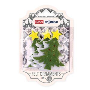 Dekorativní plstěné ozdoby - vánoční strom   3 kusy