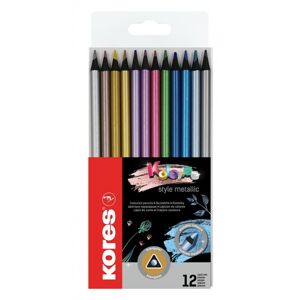 Kores Trojhranné pastelky Kolores Style Metallic 3 mm - sada 12 metalických barev