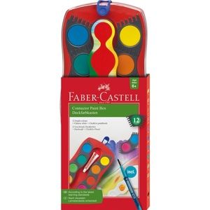 Vodové barvy Faber-Castell - Connector, 12 barev + bílá krycí barva