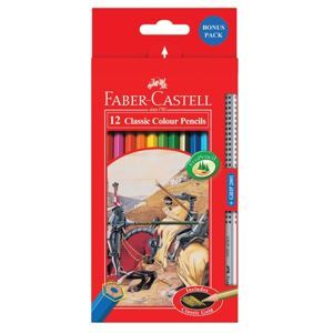 Pastelky Faber-Castell šestihranné, 12 ks + grafitová tužka