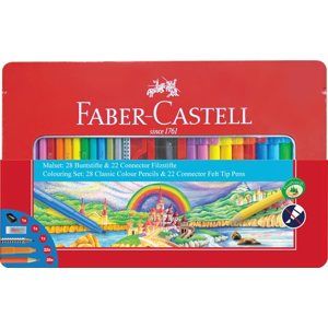 Dárkové balení popisovačů a pastelek Faber-Castell, 50ks +příslušenství