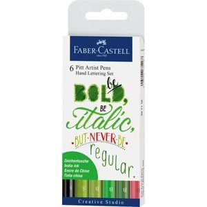 Sada popisovačů Faber-Castell Pitt Artist Pen, 6 ks - odstíny zelené