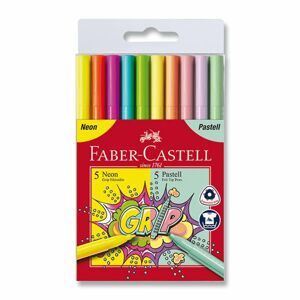 Dětské fixy Faber-Castell Grip - sada 10 barev (neon + pastel)