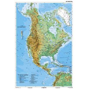 Severní a Střední Amerika geografická/ politická - mapa A3
