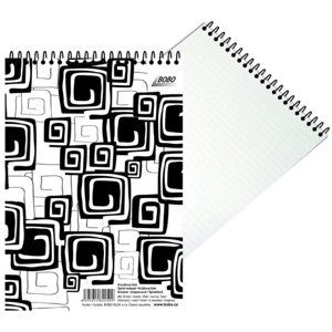 BOBO Blok Black&White s horní spirálou A5 50 listů - linkovaný