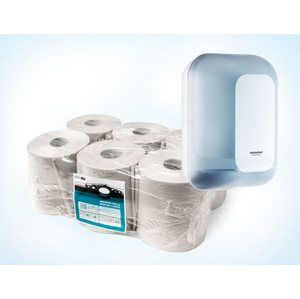 Smartline Maxi papírové ručníky v roli 2 vrstvé - šedé ( 12 rolí ) + zásobník na Maxi ručníky