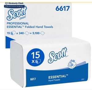 SCOTT papírové ručníky skládané - + vrstvé, bílé (15 x 340 ks) = 5100 ks