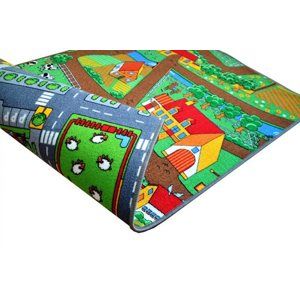 Dětský koberec Duoplay silnice/farma - 100 x 165 cm