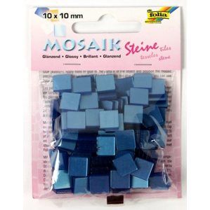 Mozaikové kamínky - blýskavé - barva světle modrá