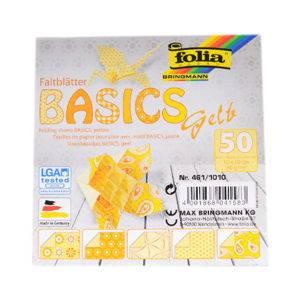 Origami papír Basics 80 g/m2 - 10 × 10 cm, 50 archů - žlutý
