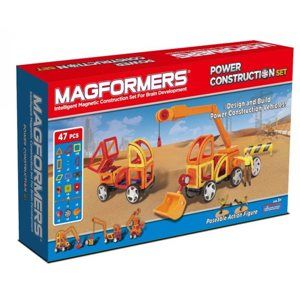 Power Construction ( stavební auta PLUS) - Magformers - magnetická stavebnice 47 dílů