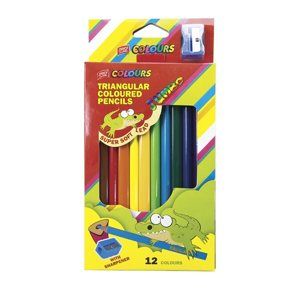 Trojhranné pastelky Easy Jumbo 12 barev + ořezávátko