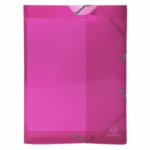 Box na spisy s gumou IDERAMA A4, 2,5 cm, PP transparentní - růžový