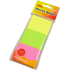 Samolepicí bloček 50 × 40 mm, 3 × 100 ks, mix neon barev