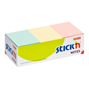 Samolepicí bločky Stick'n 38 × 51 mm, 12 × 100 lístků, pastelové barvy