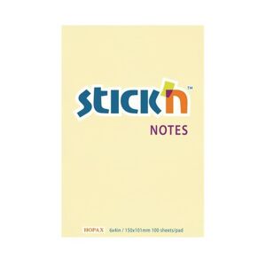 Samolepicí bloček Stick'n 150 × 101 mm, 100 lístků, žlutý