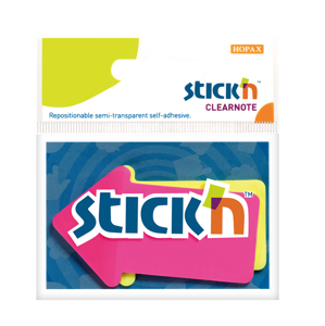 Plastové samolepicí záložky Stick'n šipky 76 × 50 mm, 2 × 30 lístků, neonové barvy