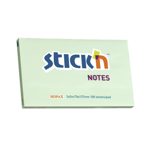 Samolepicí bloček Stick'n 76 × 127 mm, 100 lístků, pastelově zelený