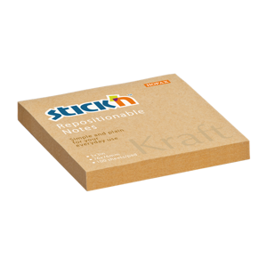 Samolepicí bloček Stick'n Kraft 76 × 76 mm, 100 lístků, hnědý