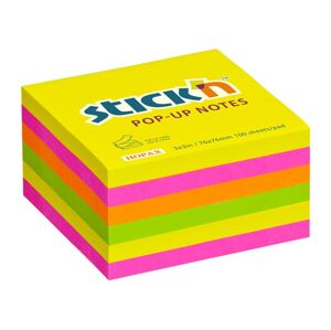 Samolepicí bloček Pop-Up, 76 × 76 mm, 6 × 100 lístků, mix neonových barev